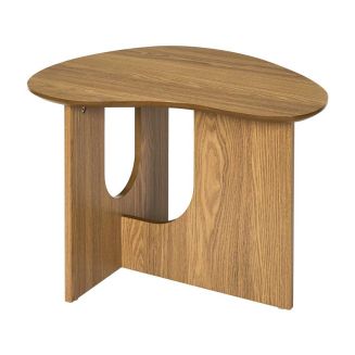 KALIOPE - Table d'appoint forme organique et piètement graphique en MDF aspect chêne
