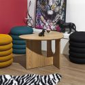 KALIOPE - Table d'appoint forme organique et piètement graphique en MDF aspect chêne