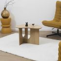 KALIOPE - Table d'appoint forme organique et piètement graphique en MDF aspect chêne
