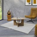 KALIOPE - Table basse forme organique et piètement graphique en MDF aspect chêne