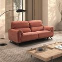MALKO - Canapé relax électrique 3 places tissu polyester terracotta