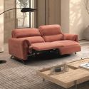 MALKO - Canapé relax électrique 3 places tissu polyester terracotta