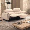 MALKO - Canapé relax électrique 3 places tissu polyester beige