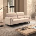 MALKO - Canapé relax électrique 3 places tissu polyester beige