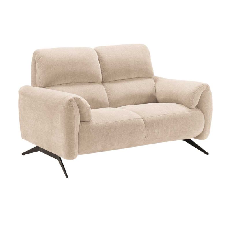 MALKO - Canapé fixe 2 places tissu polyester beige MALKO - Canapé fixe 2 places tissu polyester beige