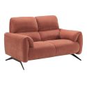 MALKO - Canapé fixe 2 places tissu polyester terracotta