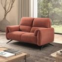 MALKO - Canapé fixe 2 places tissu polyester terracotta
