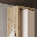 ARTURO - Colonne pivotante 1 porte 1 miroir beige laqué et aspect bois finition Cadiz