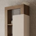 ARTURO - Colonne 1 porte beige laqué et aspect bois finition Mercure