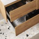 ZEUS - Meuble Vasque 82cm suspendu 2 tiroirs aspect bois finition Mercure