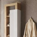 ARTURO - Colonne 1 porte blanc laqué et aspect bois finition Cadiz