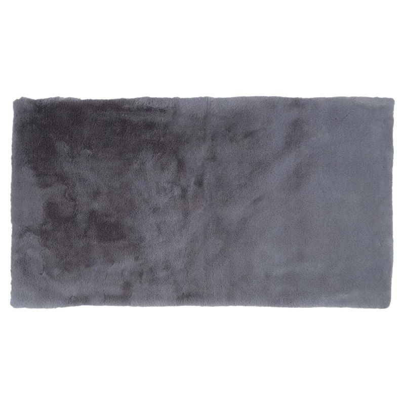 Tapis 60x110cm Imitation Fourrure Fine Gris Anthracite