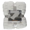 Plaid Flanelle Damier Blanc et Beige 120x150cm, Doux et Confortable, Lavable en Machine