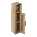 PAJAN - Meuble dérouleur papier toilettes 1 Portes Effet Bois avec Tasseaux