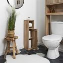 PAJAN - Meuble dérouleur papier toilettes 1 Portes Effet Bois avec Tasseaux