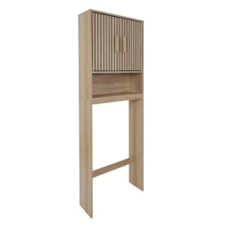 PAJAN - Meuble pour Toilettes 2 Portes Effet Bois avec Tasseaux