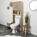PAJAN - Meuble pour Toilettes 2 Portes Effet Bois avec Tasseaux