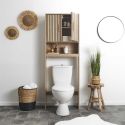 PAJAN - Meuble pour Toilettes 2 Portes Effet Bois avec Tasseaux