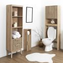 PAJAN - Meuble pour Toilettes 2 Portes Effet Bois avec Tasseaux