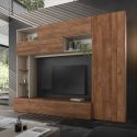 PALACIO - Meuble TV mural avec rangements et étagères beige et aspect bois