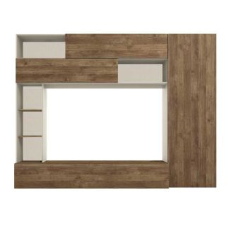 PALACIO - Meuble TV mural avec rangements et étagères beige et aspect bois