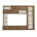 PALACIO - Meuble TV mural avec rangements 1 porte vitrée et étagères beige et aspect bois