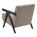 SIGNOR - Fauteuil vintage tissu beige accoudoirs et pieds en bois teinté wengé