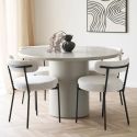 NAVALIA - Table repas ronde pied central en MDF laqué sable