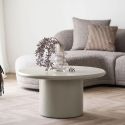 NAVALIA - Table basse ronde pied central en MDF laqué sable