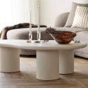 PALMA - Table basse Ovale 3 Pieds MDF Aspect Ciment Gris Clair