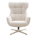 BALTASAR - Fauteuil Pivotant Tissu Bouclette Chiné Beige Clair