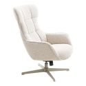 BALTASAR - Fauteuil Pivotant Tissu Bouclette Chiné Beige Clair