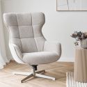 BALTASAR - Fauteuil Pivotant Tissu Bouclette Chiné Beige Clair