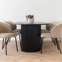 ANKARA - Table repas Ovale Pieds Relief MDF Effet bois foncé