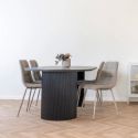 ANKARA - Table repas Ovale Pieds Relief MDF Effet bois foncé