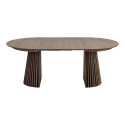 DUBLIN - Table Extensible Ronde Pied Central Relief MDF Placage Chêne fumé
