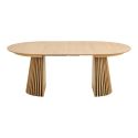 DUBLIN - Table Extensible Ronde Pied Central Relief MDF Placage Chêne clair