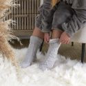 Paire de chaussettes fourrées moumoutte avec piquot anti-dérapants lainage gris TU