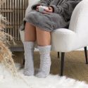 Paire de chaussettes fourrées moumoutte avec piquot anti-dérapants lainage gris TU