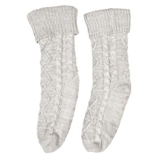 Paire de chaussettes fourrées moumoutte avec piquot anti-dérapants lainage gris TU