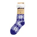 Paire de chaussettes fourrées moumoutte avec piquot anti-dérapants flocons bleus TU