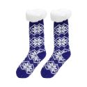 Paire de chaussettes fourrées moumoutte avec piquot anti-dérapants flocons bleus TU