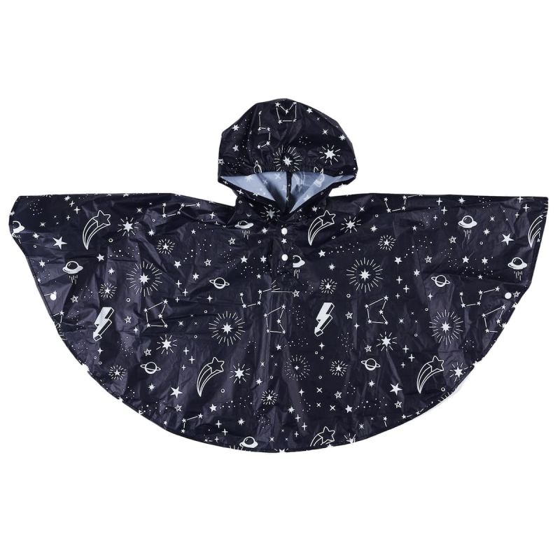 Cape de pluie pour enfant phosphorescente bleu marine décor étoilé Cape de pluie pour enfant phosphorescente bleu marine décor étoilé
