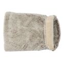 Manchons imitation fourrure beige avec pochon micro-ondable