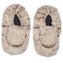 Chaussons imitation fourrure beige avec pochon billes céramique micro-ondable TU
