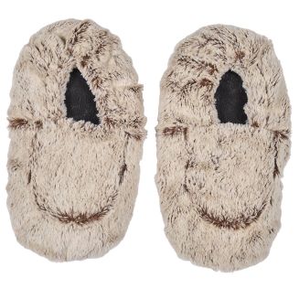 Chaussons imitation fourrure beige avec pochon billes céramique micro-ondable TU