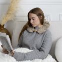 Bouillotte tour de cou et cervicales enveloppe imitation fourrure beige