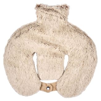 Bouillotte tour de cou et cervicales enveloppe imitation fourrure beige