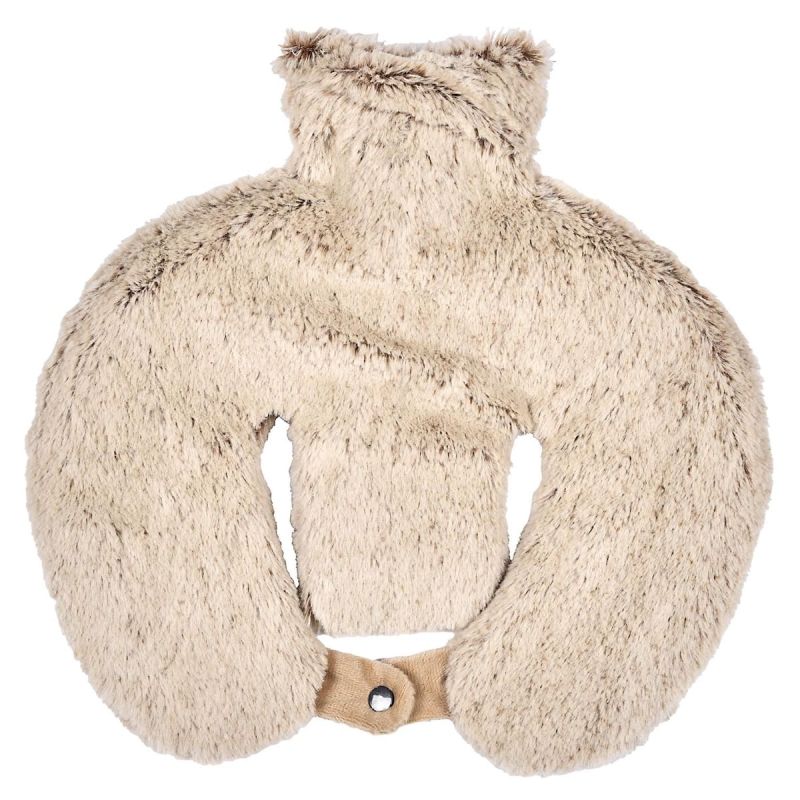 Bouillotte tour de cou et cervicales enveloppe imitation fourrure beige Bouillotte tour de cou et cervicales enveloppe imitation fourrure beige