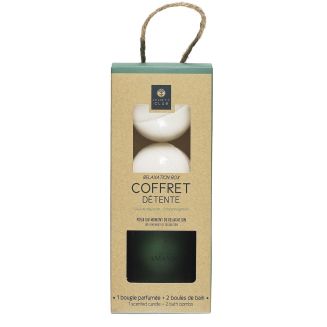 Coffret bougie parfumée + 2 bombes de bain parfum Amande